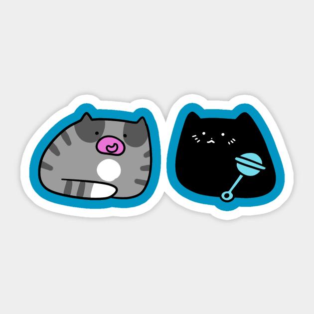 Black Kitten and Gray Tabby Kitten Sticker by saradaboru